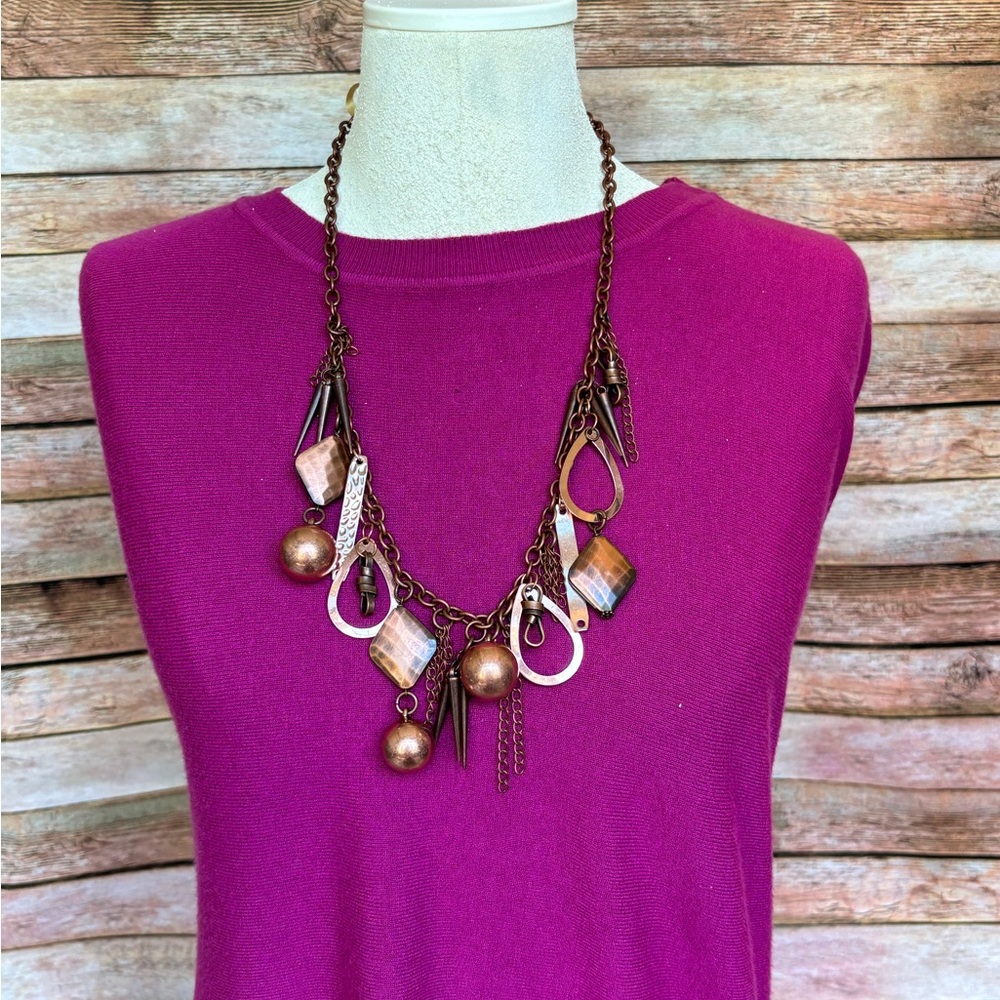Spokes and Chains Necklace Copper